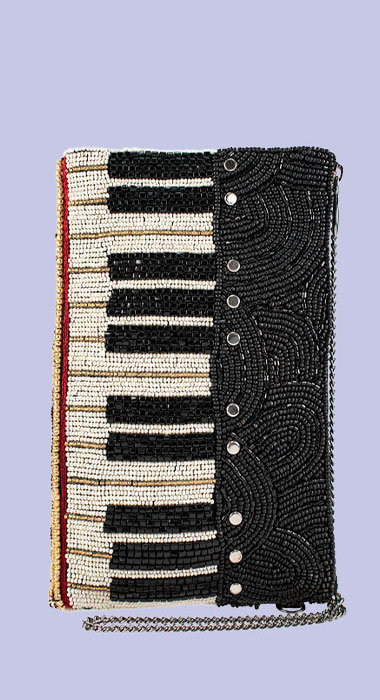 Piano Keyboard Beaded Crossbody Phone Bag