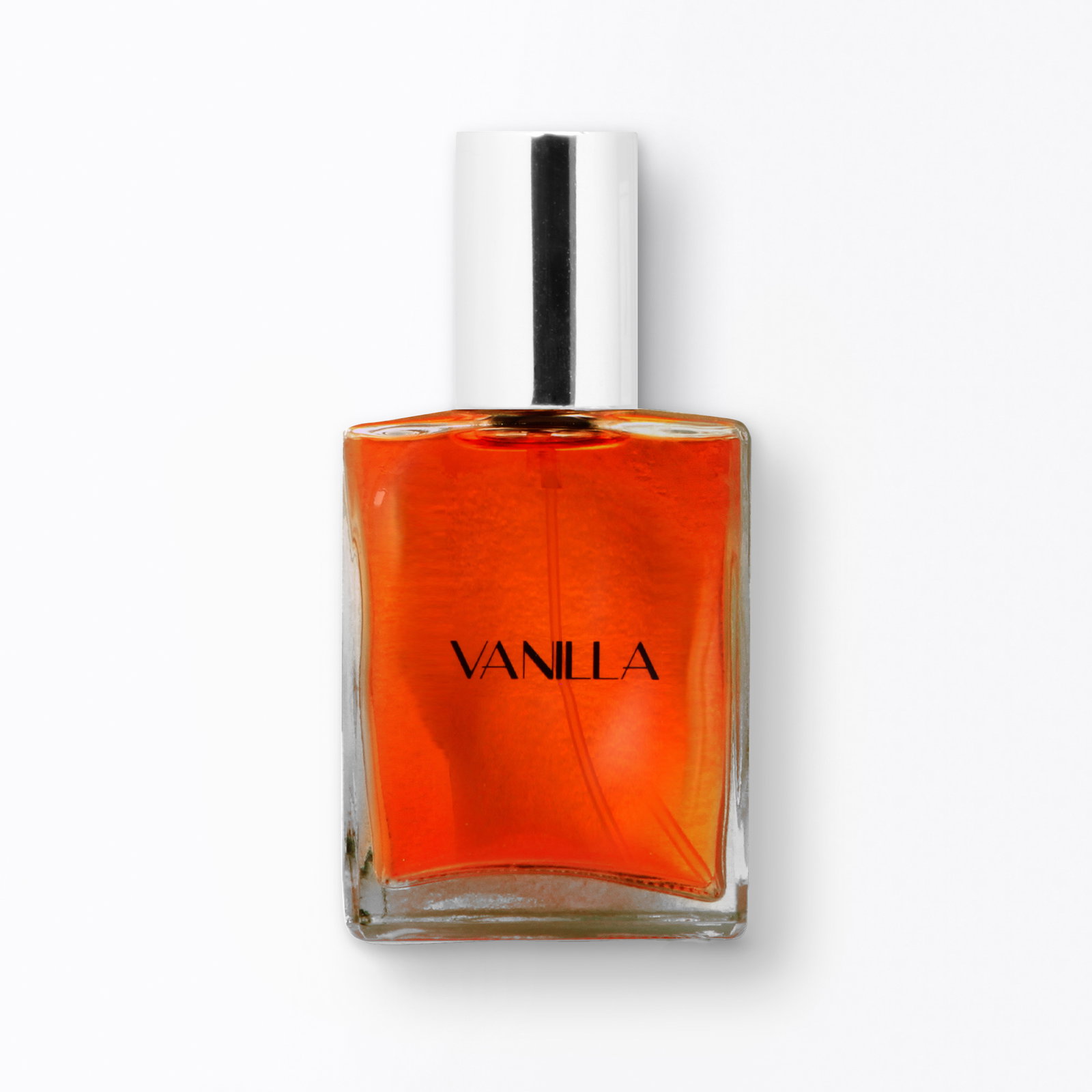 a bottle of Vanilla Fragrance on a white background