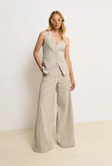 JV-INEZ gilet met strepen - stone stripe
