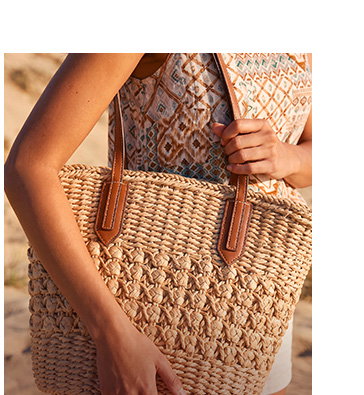 Single Shoulder Striped Straw Bag