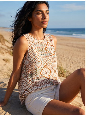Patchwork Geometric Vest Top