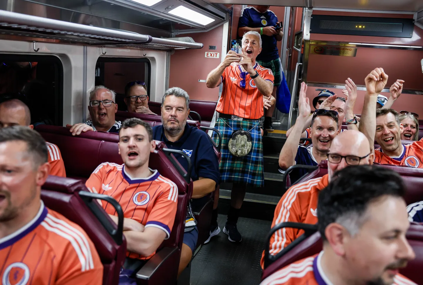World Cup fans en route to a Scotland vs. Haiti match in Boston. Erin Clark/The Boston Globe