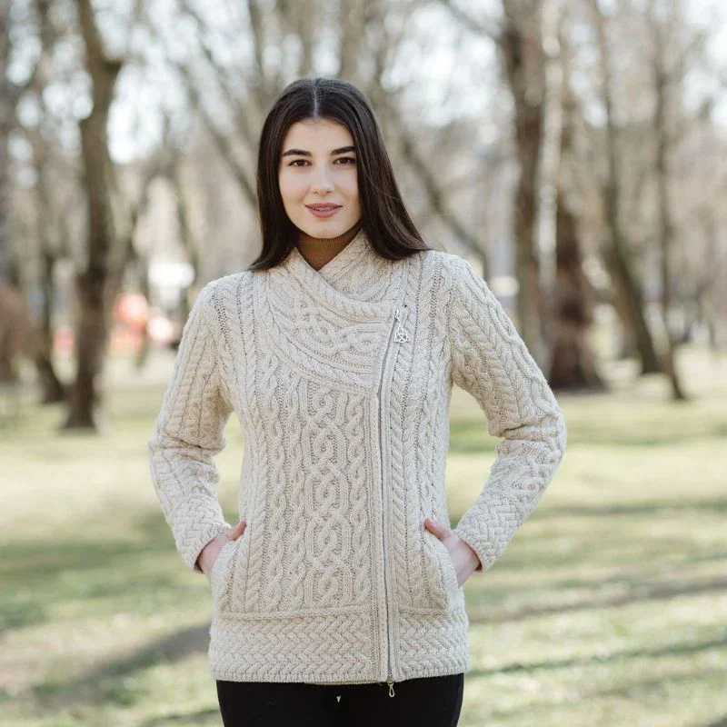 Image of Merino Side Zip Aran Cardigan
