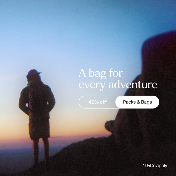 A bag for every adventure. 40% off Packs & Bags*