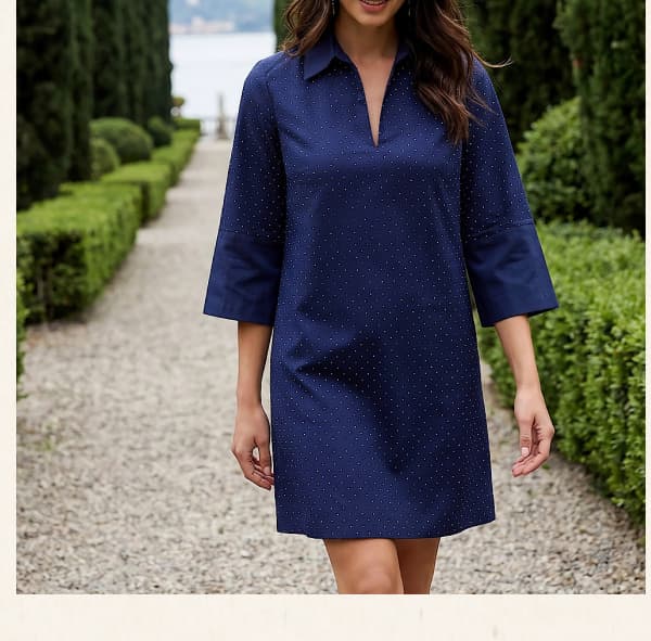 Cuffed Sleeve Embellished Dress