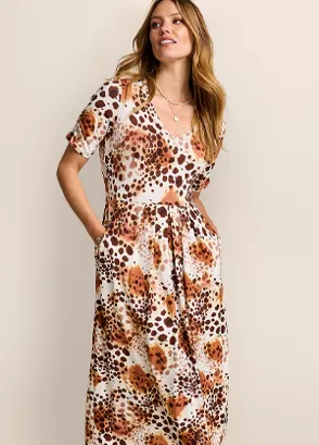Together Amalie Animal Print Jersey Midi Dress