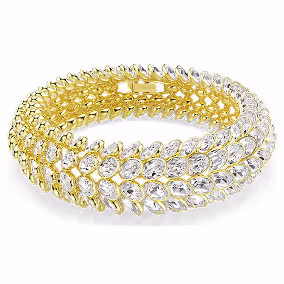 Idyllia Armband, Oval-Schliff, Weiß, Goldlegierungsschicht