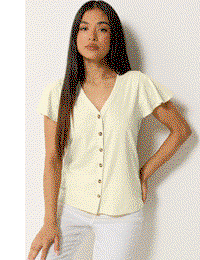 M&Co Petite Lemon Yellow Cotton Frill Sleeve Blouse