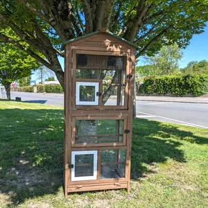 Volière pour oiseaux en bois Double toit shingle