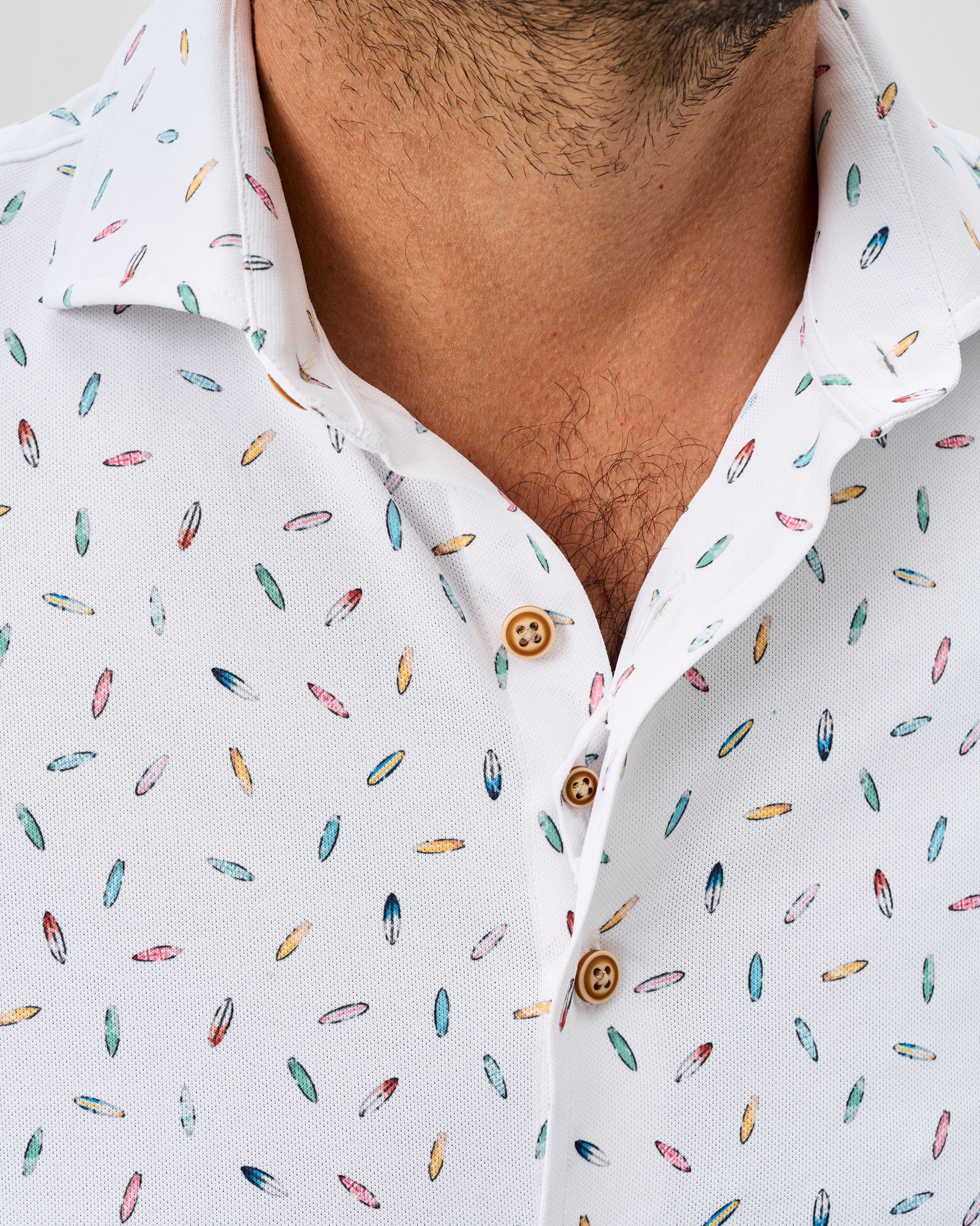 Image of Printed Mesh Short Sleeve Button Down Shirt - Shortboard Print
