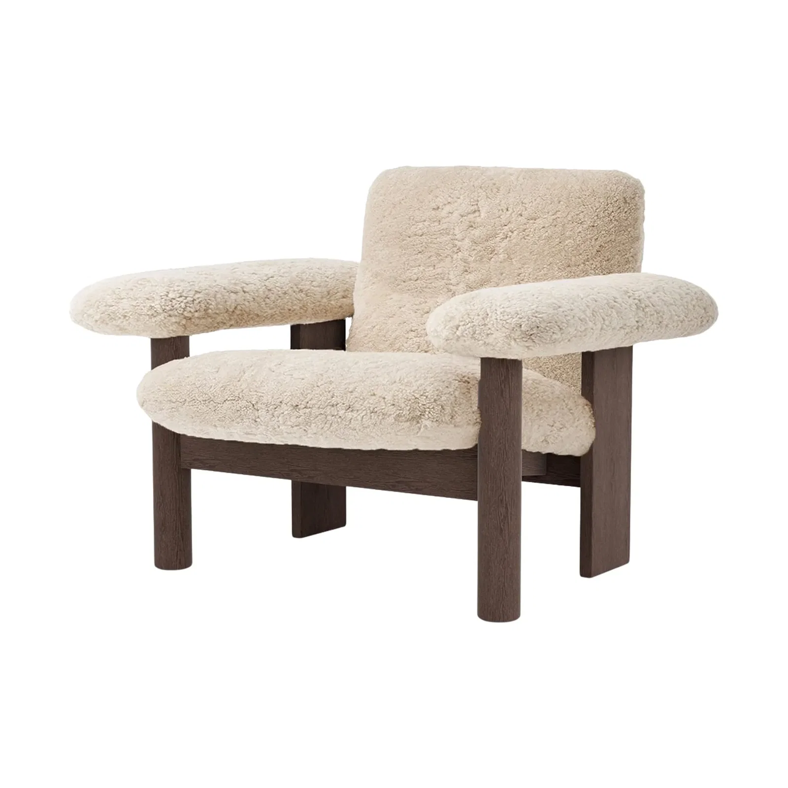 Fauteuil Brasilia low back Dark oak-Nature sheepskin curly