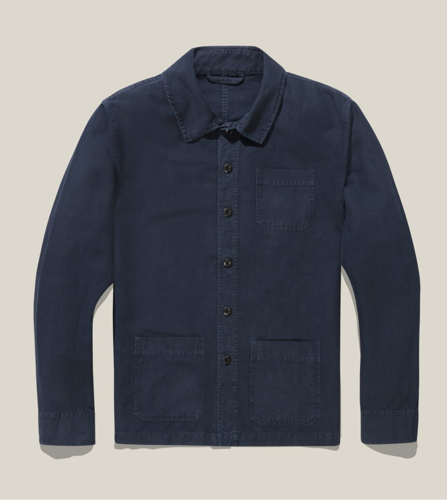 A product shot of a Bills Khakis Chore Jacket – Classic Fit – Dune Twill in Midnight