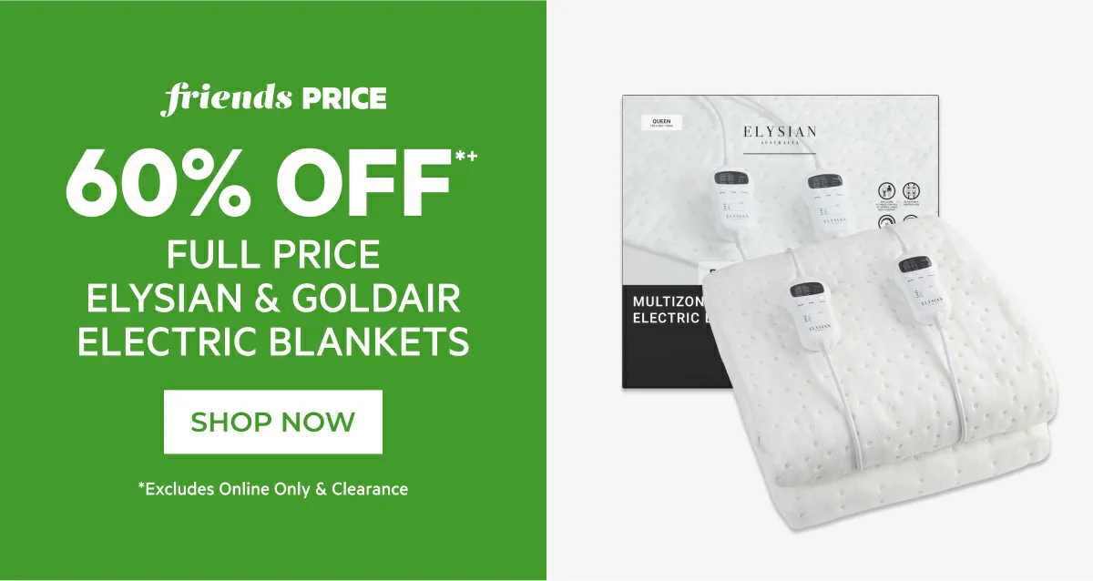 60% off full price elysian & goldair electric blankets