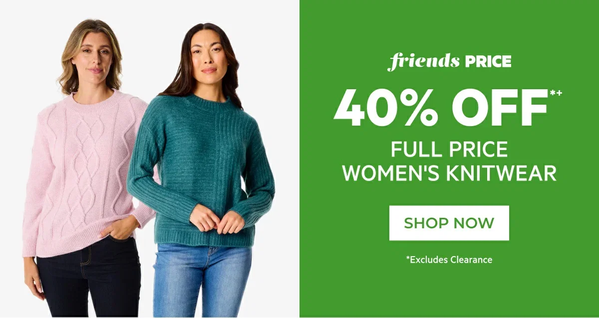 40% off full price women's knitwear