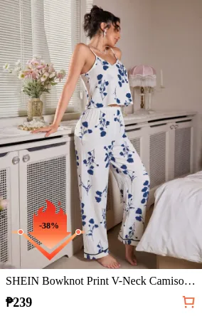 SHEIN Bowknot Print V-Neck...
