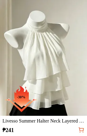 Livesso Summer Halter Neck Layered...