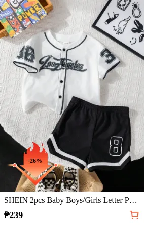 SHEIN 2pcs Baby Boys/Girls Letter...