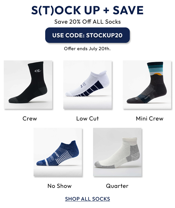All Socks 20% OFF using code STOCKUP20