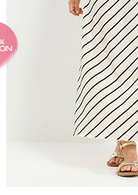 YOURS Curve Cream Stripe Maxi Skirt