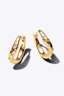 Organically Shaped Stone-Set Oval Stud Earrings
