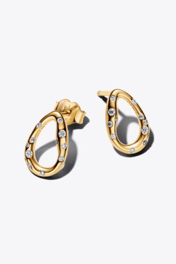 Organically Shaped Stone-Set Hoop Earrings