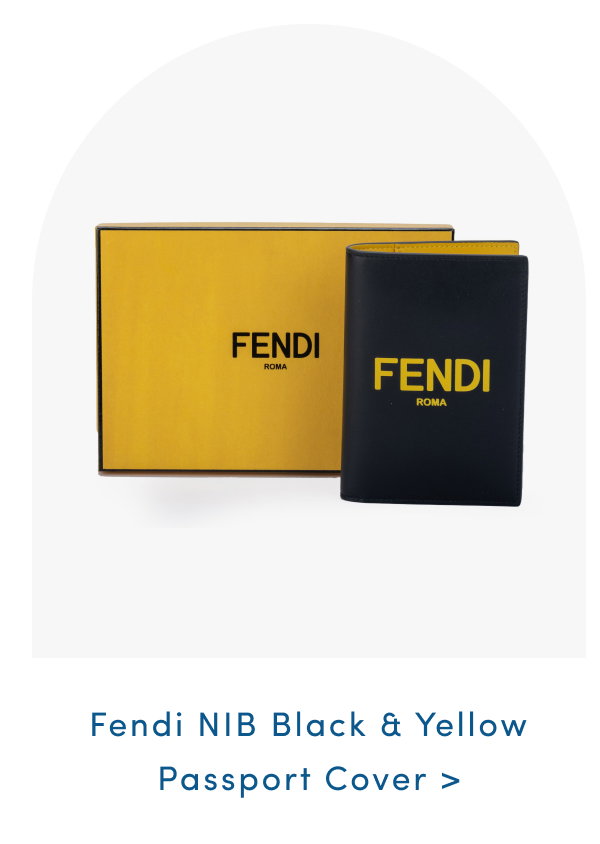 Fendi NIB Black and Yellow Passport Cover