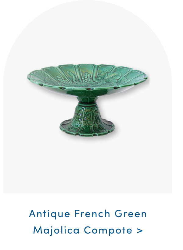 Antique French Green Majolica Compote