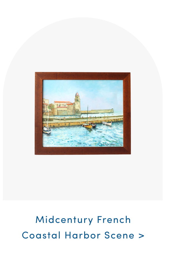 Midcentury French Coastal Harbor Scene