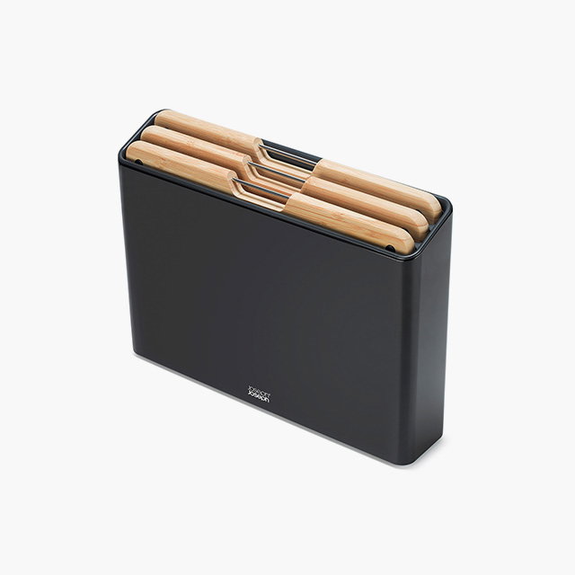 Folio™ Steel 3-Piece Bamboo Cutting Board Set With Black Stainless-Steel Case
