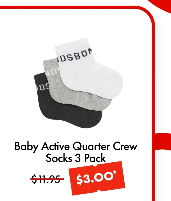 Baby Active Quarter Crew Socks 3 Pack