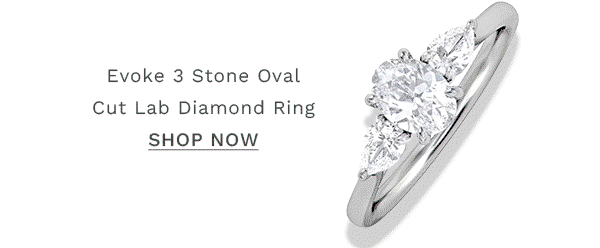 Evoke 3 Stone Oval Cut Lab Diamond Ring 0.50ct in 925 Silver