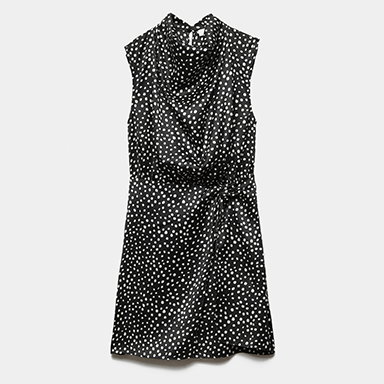 Black Mix Satin Polka Dot Mini Bodycon Dress