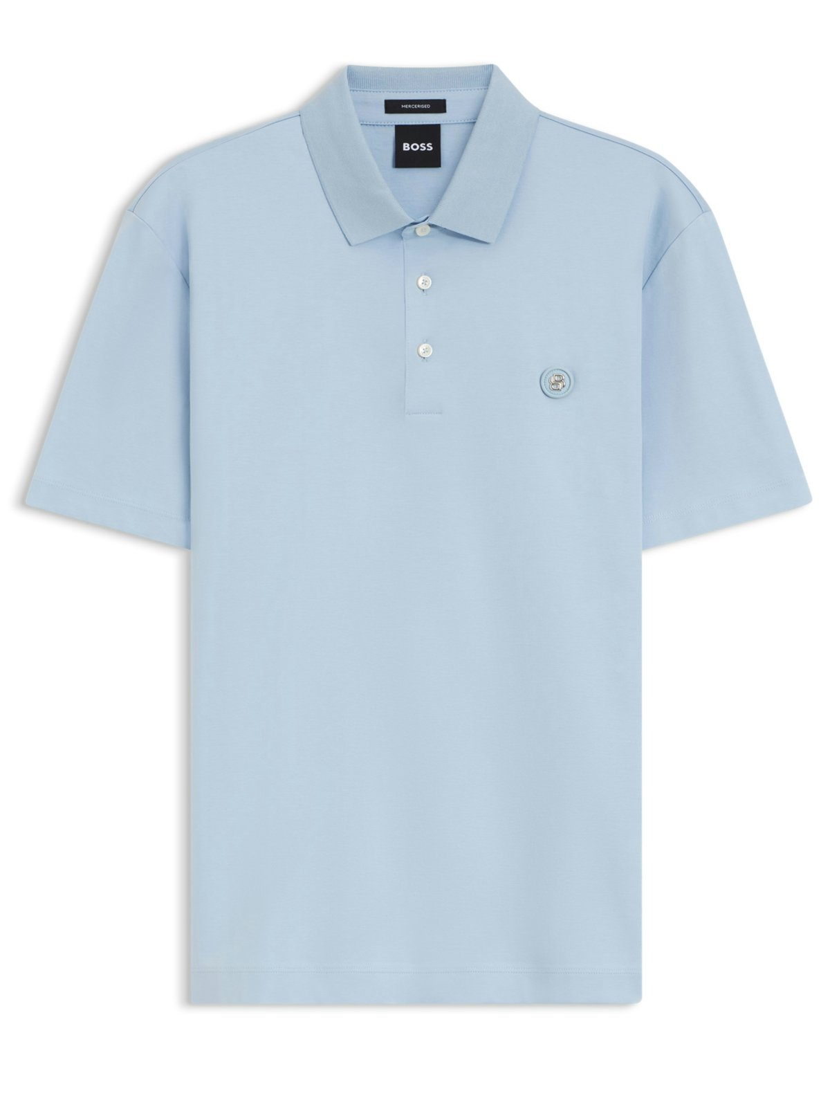 Smooth polo shirt made of mercerized cotton with logo patch