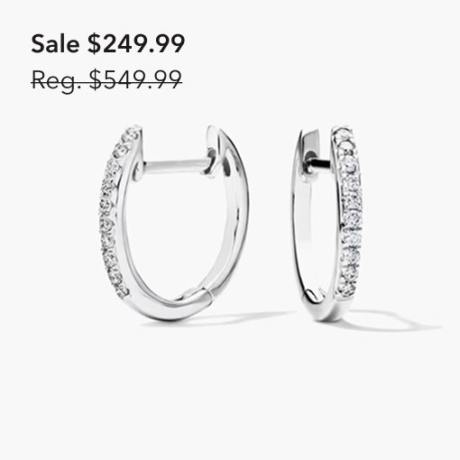 Diamond Huggie Hoop Earrings in 14K White Gold
