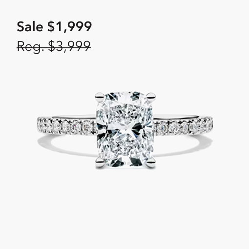 Lab Grown Diamond Elongated Cushion Engagement Ring in 14K White Gold
