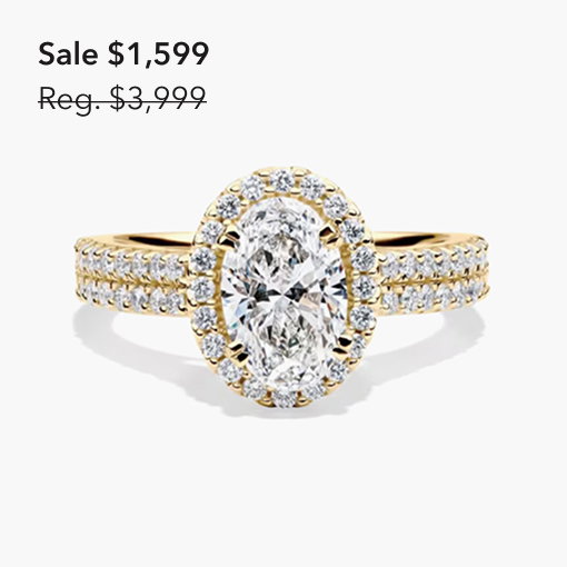 Lab Grown Diamond Oval Halo Engagement Ring in 14K Yellow Gold