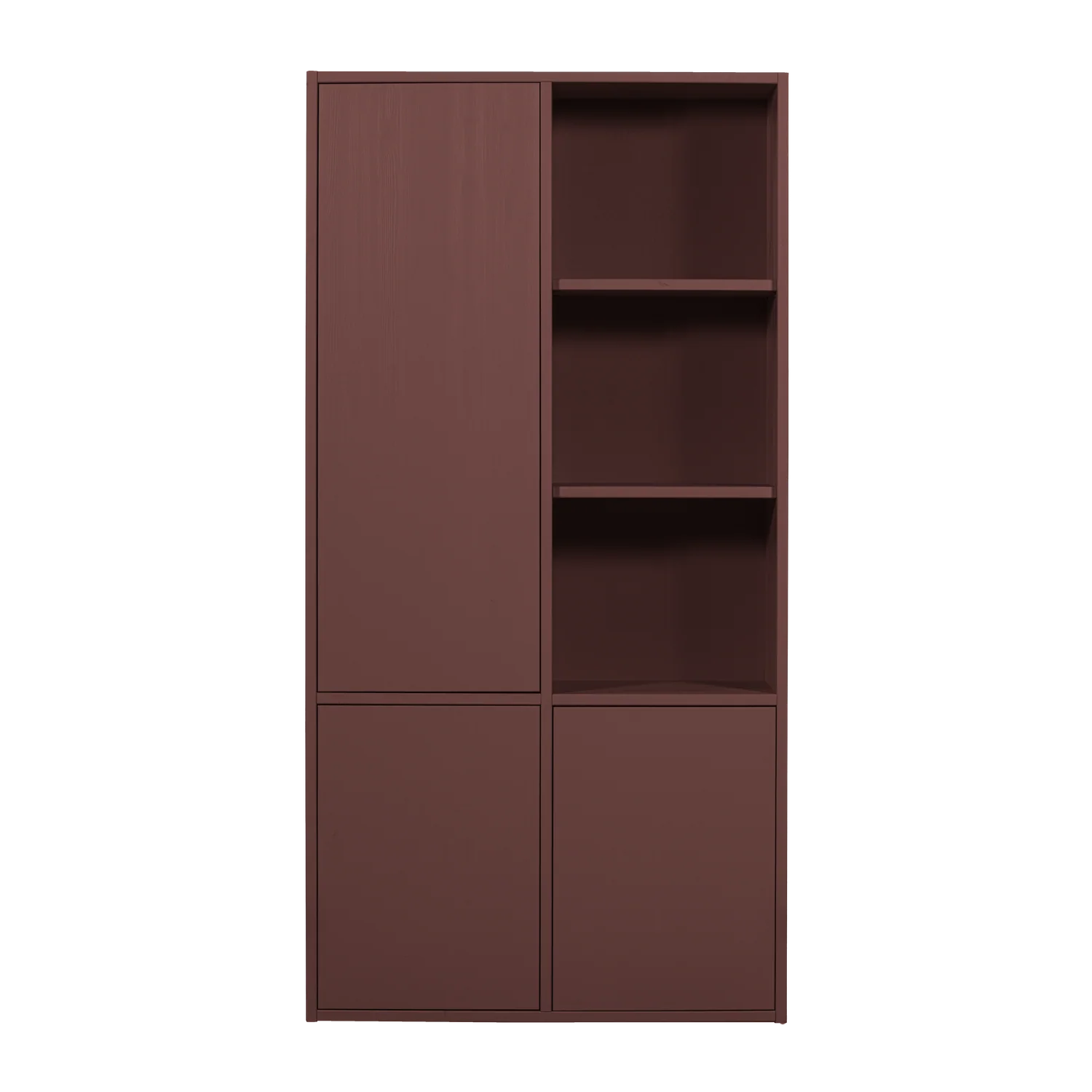 Image of WOOOD opbergkast Merel - Grenen - Bordeauxrood - 100x200x44