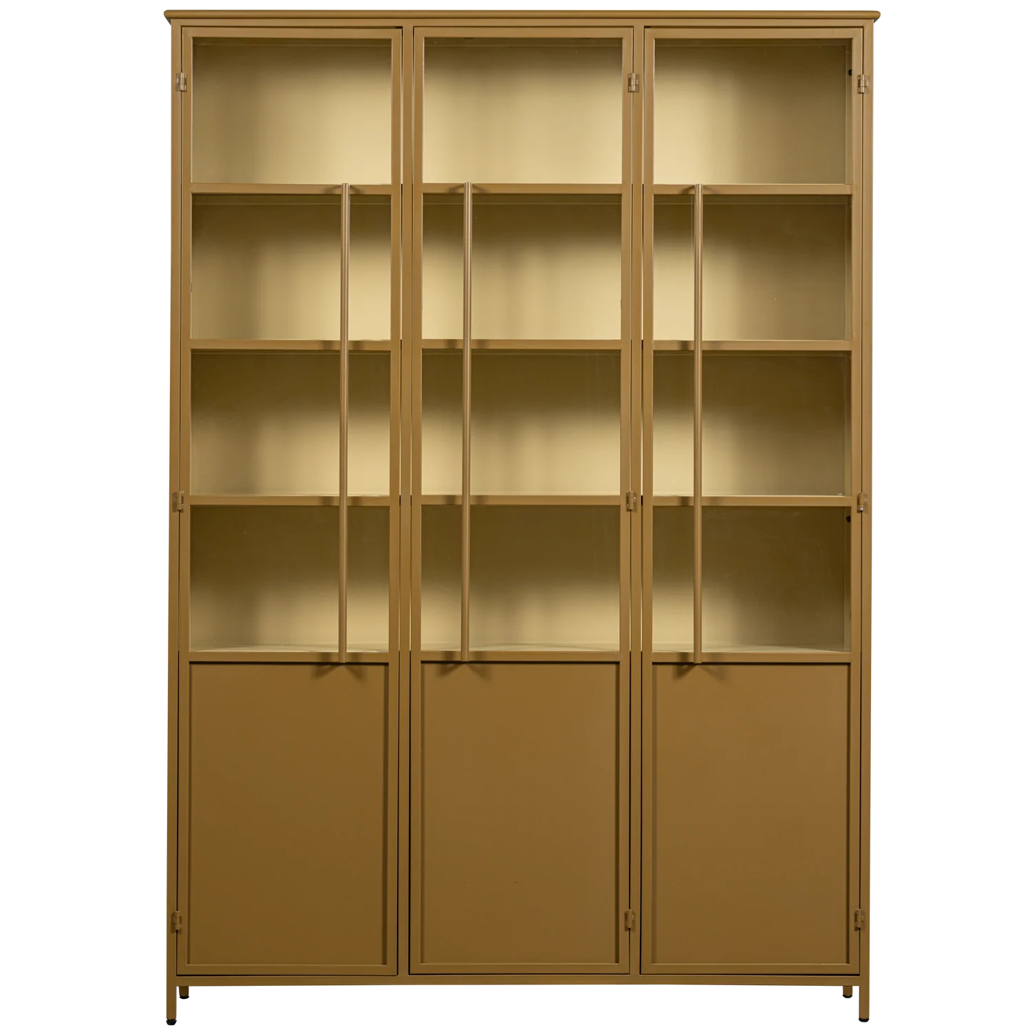 Image of WOOOD 3-deurs vitrinekast XL Exhibit - Metaal - Geel - 200x140x44