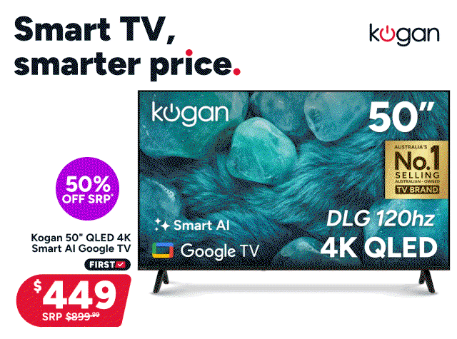 Kogan 50" QLED 4K Smart AI Google TV