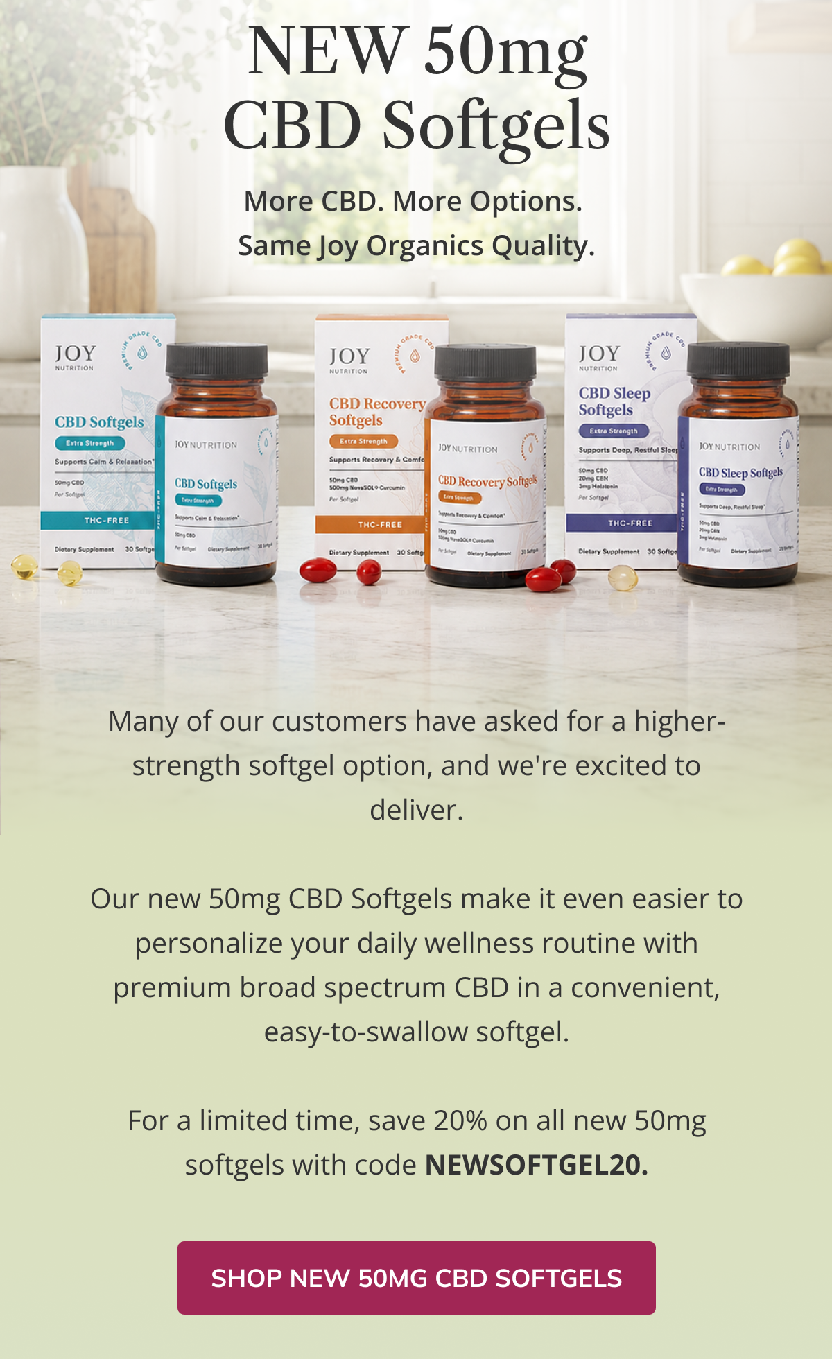 NEW 50mg CBD Softgels