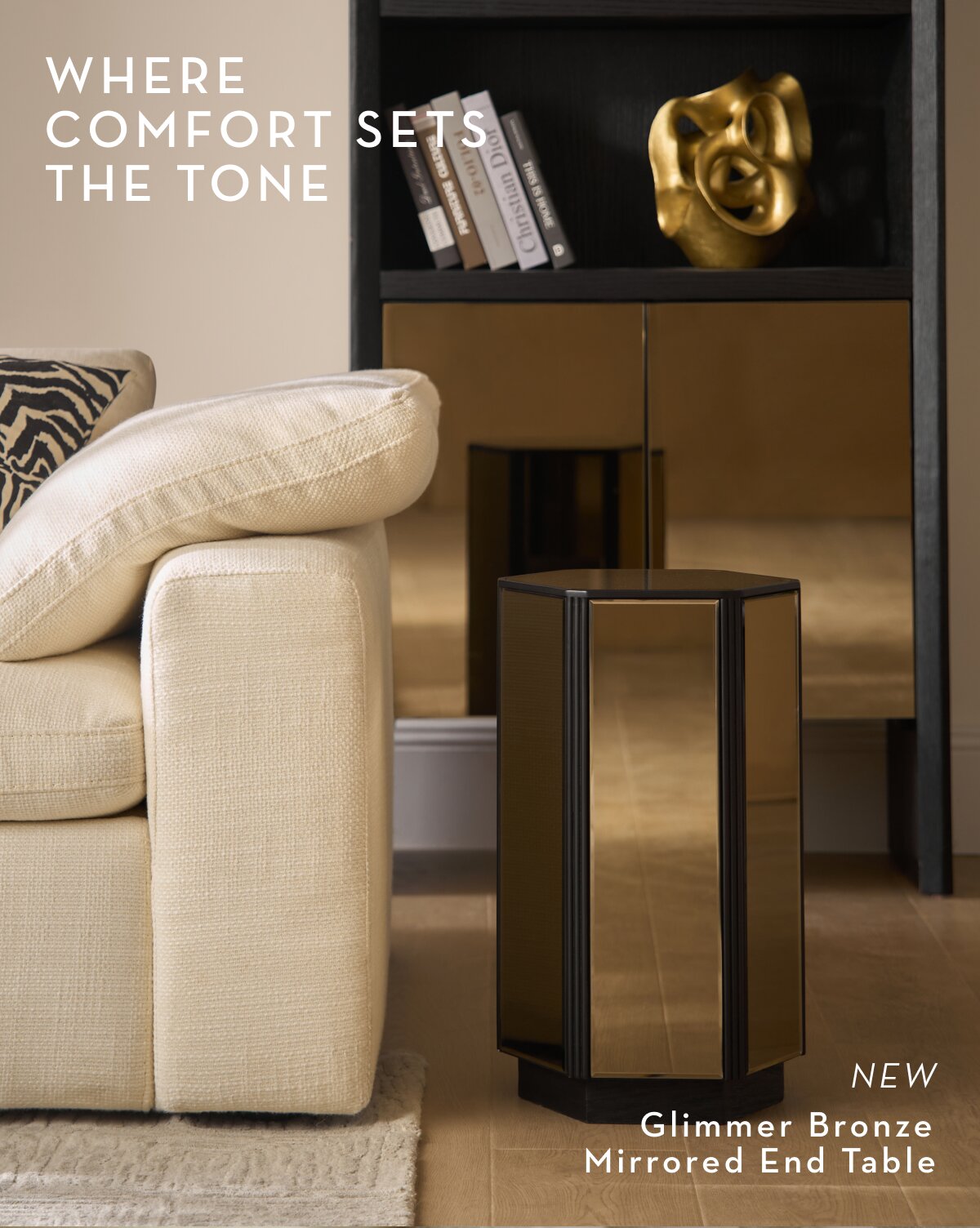 Glimmer Bronze Mirrored End Table