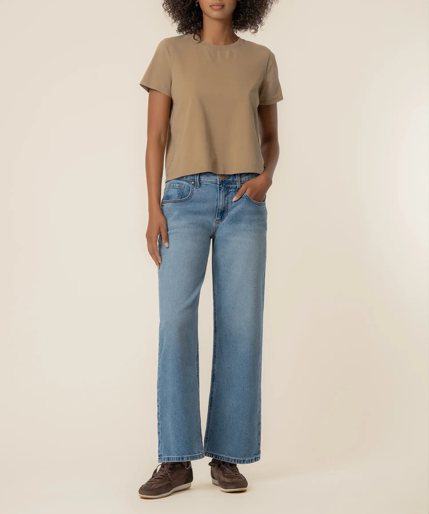 Image of Selena Baggy Low Rise Straight Leg, Petite in Bravery Wash