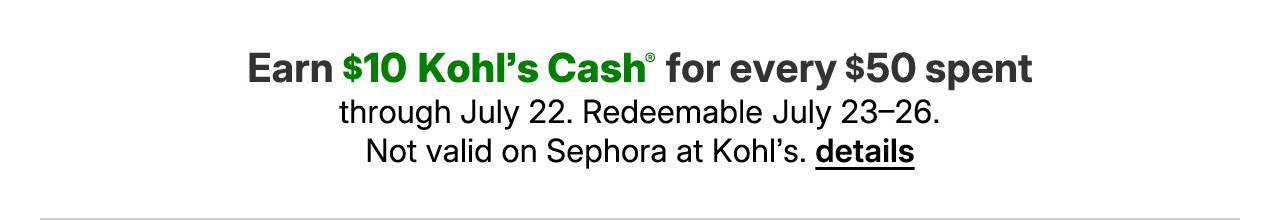earn $10 kohls cash for every $50 spent