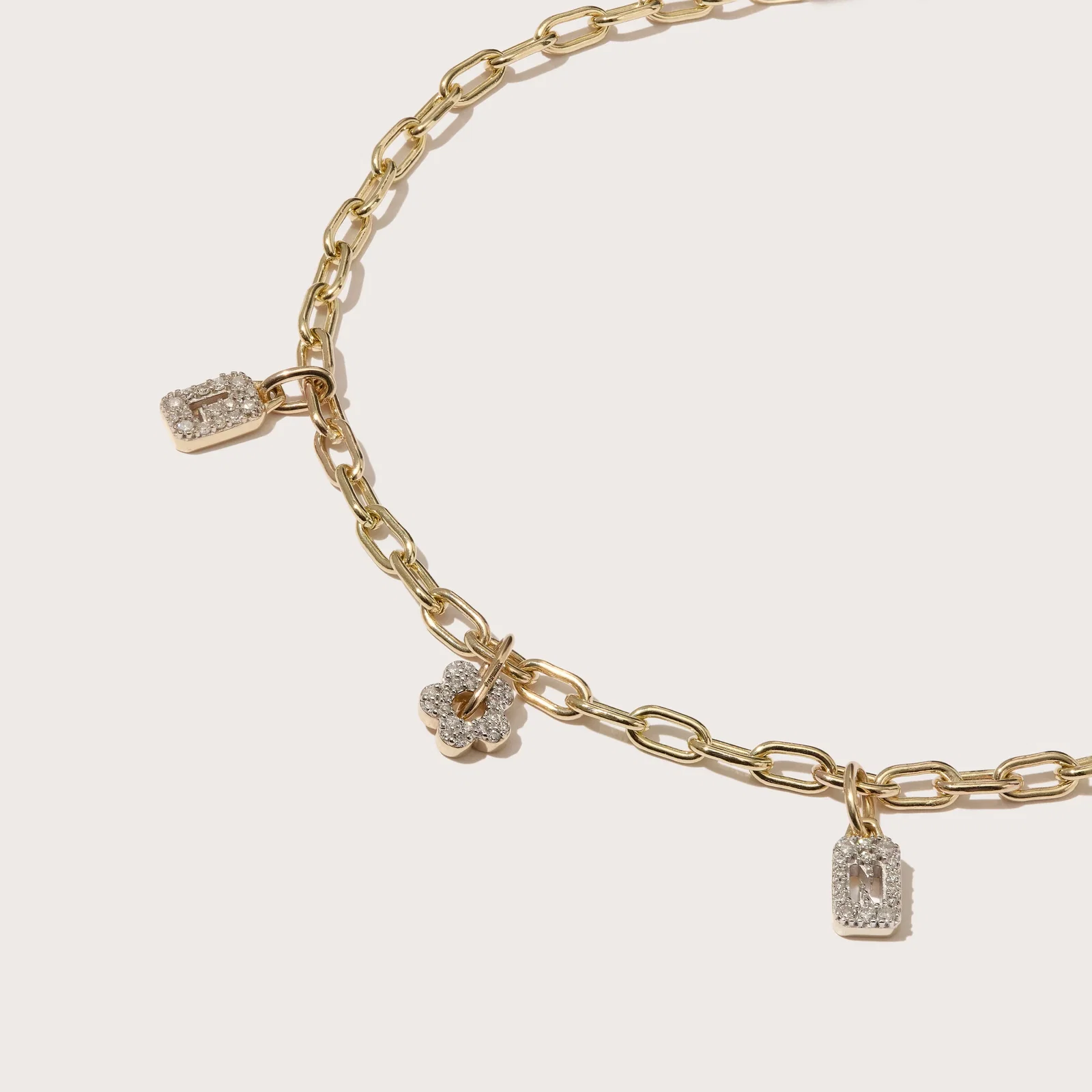 Image of Tiny Diamond Tag Charm Bracelet (Made To Order)
