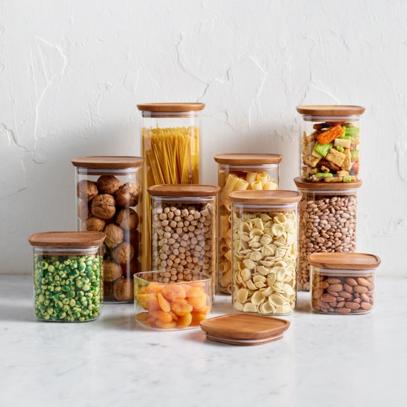 Kitchen Pro Core Glass Canister with Walnut Lid Set 10pc