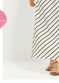 YOURS Maxirock in Creme mit Streifen