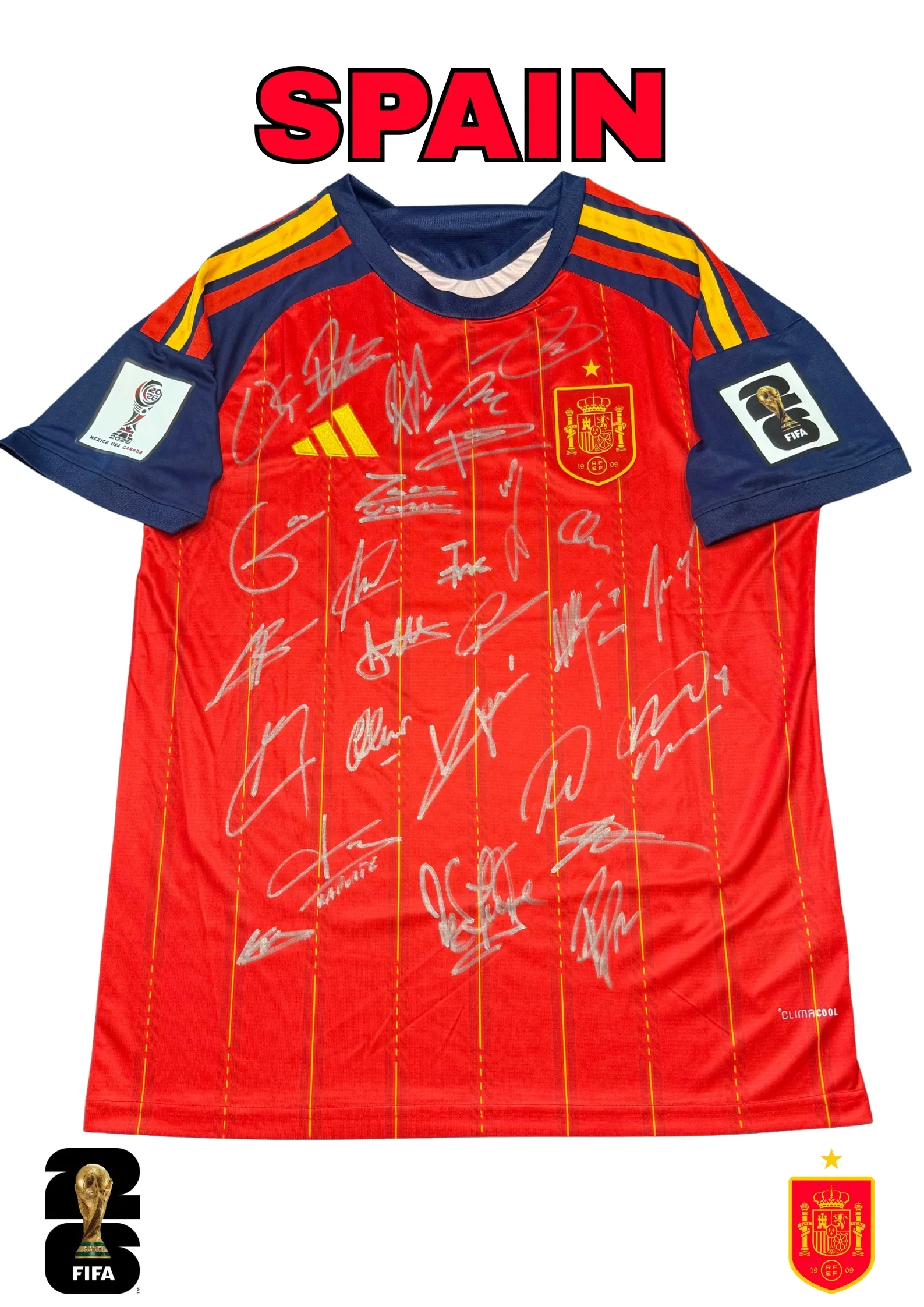 Image of Spain 2026 FIFA World Cup Team Signed Jersey - PRE ORDER