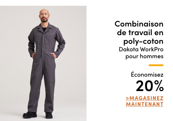 Combinaison de travail en poly-coton Dakota WorkPro pour hommes économisez 20%