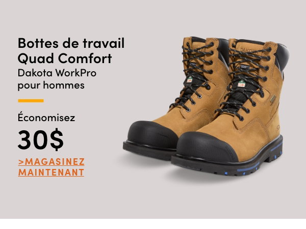Bottes de travail Quad Comfort Dakota WorkPro pour hommes économisez 30$