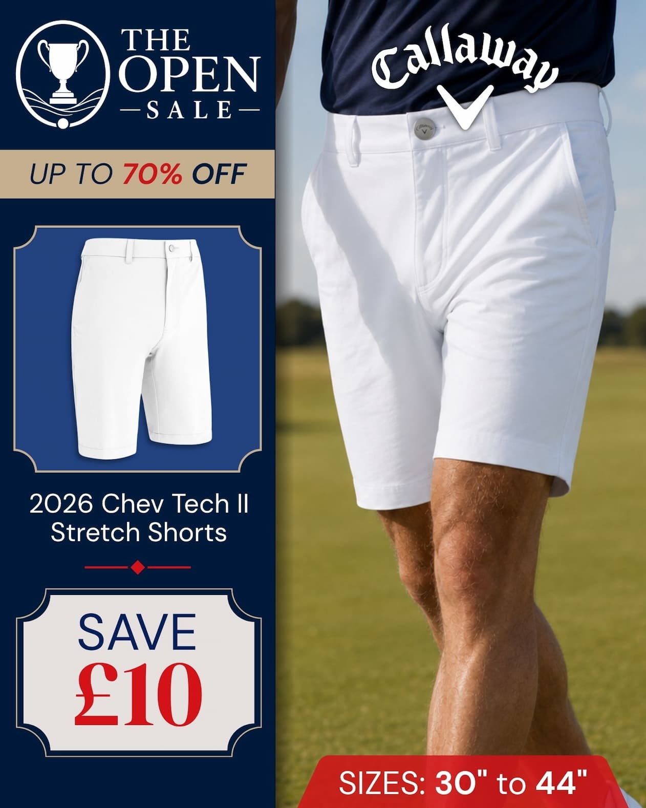Callaway Golf 2026 Chev Tech II Light Active Waistband Stretch Shorts